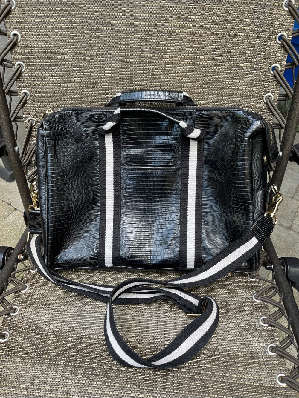 TODD SNYDER black snakeskin embossed weekender bag, computer or messenger style